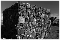 Agate House built with blocks of petrified wood. Petrified Forest National Park ( black and white)