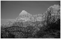 Watchman, sunset. Zion National Park, Utah, USA. (black and white)