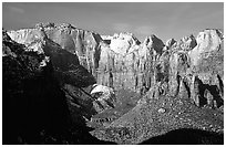 Streaked wall, morning. Zion National Park ( black and white)