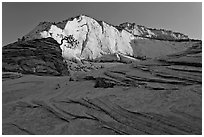 Swirls and cliffs at sunrise, Zion Plateau. Zion National Park ( black and white)