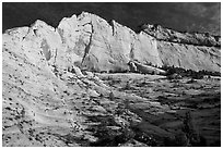 White and pink cliff, Zion Plateau. Zion National Park ( black and white)