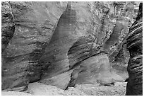 Rocks polished by water in gorge. Zion National Park, Utah, USA. (black and white)