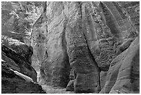 Rocks sculptured by water, Zion Plateau. Zion National Park, Utah, USA. (black and white)