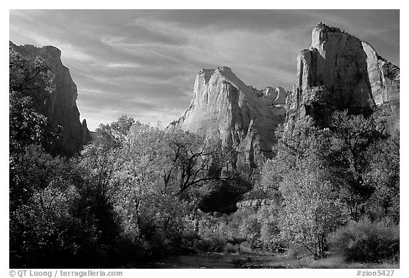 Court of the Patriarchs in autumn. Zion National Park, Utah, USA.