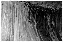 Striated rock in  base alcove of  Double Arch Alcove, Middle Fork of Taylor Creek. Zion National Park, Utah, USA. (black and white)