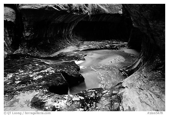 Water flowing in pools in the Subway, Left Fork of the North Creek. Zion National Park, Utah, USA.