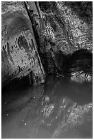 Mystery Springs pool, Mystery Canyon. Zion National Park ( black and white)