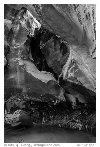 Fairy Glen and alcove, Pine Creek Canyon. Zion National Park (black and white)