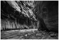 Tunnel passage in the Narrows. Zion National Park ( black and white)