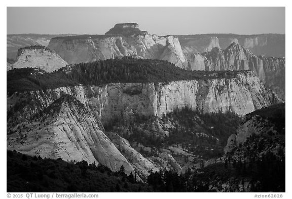 Canyons at sunset, Lava Point. Zion National Park (black and white)