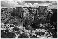 Backpackers on West Rim Trail. Zion National Park ( black and white)