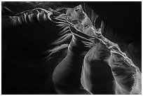 Looking up slot canyon, Upper Left Fork (Das Boot). Zion National Park ( black and white)