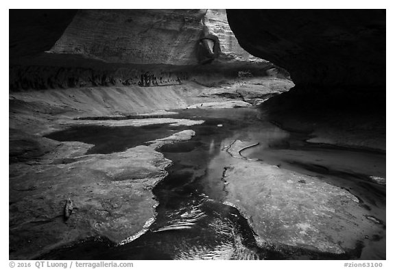 Upper Subway (Left Fork). Zion National Park (black and white)