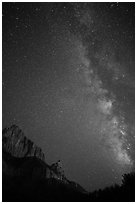 Mikly Way above the Watchman. Zion National Park ( black and white)