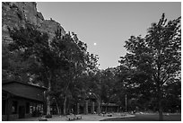 Zion Lodge at dusk. Zion National Park ( black and white)