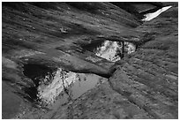 Pothole reflections, Behunin Canyon. Zion National Park ( black and white)