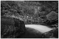 Sand crescent, Upper Emerald Pool. Zion National Park ( black and white)