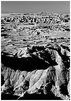 Badland ridges from Pinacles overlook, sunrise. Badlands National Park ( black and white)