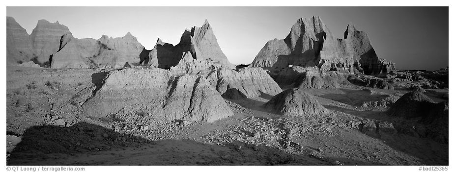 Badlands landscape, early morning. Badlands National Park (black and white)