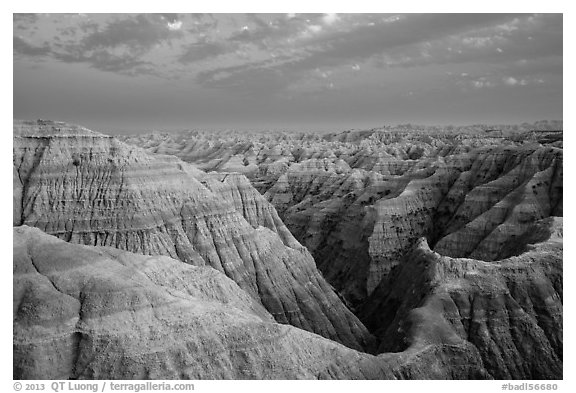 View from Big Badlands Overlook at sunset. Badlands National Park, South Dakota, USA.