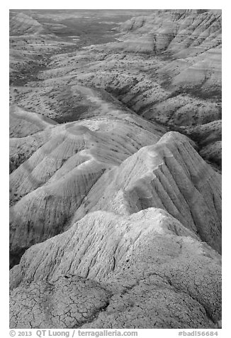 Brule formation badlands. Badlands National Park (black and white)