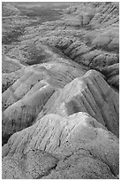 Brule formation badlands. Badlands National Park, South Dakota, USA. (black and white)