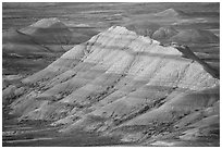 Badlands with bands of color. Badlands National Park ( black and white)