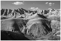 Yellow Mounds. Badlands National Park, South Dakota, USA. (black and white)