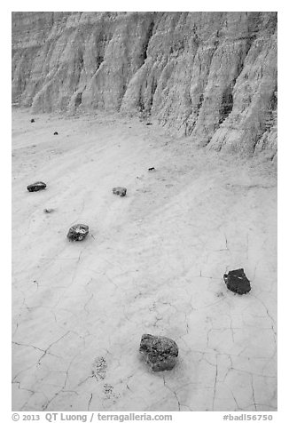 Close-up of rocks and badlands. Badlands National Park (black and white)