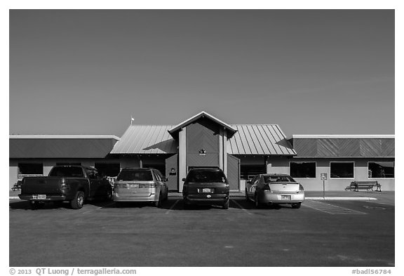 Cedar Pass Lodge. Badlands National Park (black and white)