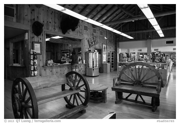 Lobby, Cedar Pass Lodge. Badlands National Park (black and white)