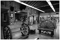 Lobby, Cedar Pass Lodge. Badlands National Park, South Dakota, USA. (black and white)