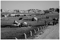 Motorcyle camping. Badlands National Park ( black and white)