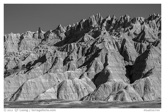 The Wall raising above prairie. Badlands National Park, South Dakota, USA.