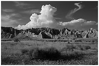 Cedar Butte, South Unit. Badlands National Park ( black and white)