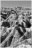 Badlands from Windows overlook, morning. Badlands National Park ( black and white)