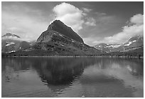 Peak above Swiftcurrent lake. Glacier National Park, Montana, USA. (black and white)