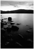 Lake McDonald at sunset. Glacier National Park, Montana, USA. (black and white)