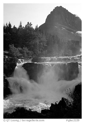 Waterfall in Many Glaciers area. Glacier National Park, Montana, USA.