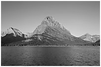 Swiftcurrent Lake, and Grinnell Point, Many Glacier. Glacier National Park, Montana, USA. (black and white)