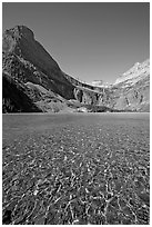 Pebbles, Grinnell Lake and Angel Wing, morning. Glacier National Park, Montana, USA. (black and white)