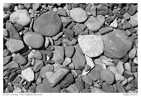 Colorful pebbles in a stream. Glacier National Park, Montana, USA.