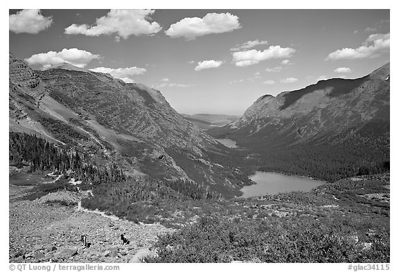 Many Glacier Valley with Grinnell Lake and Josephine Lake. Glacier National Park, Montana, USA.