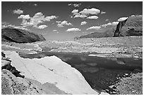 Slabs and pool. Glacier National Park, Montana, USA. (black and white)