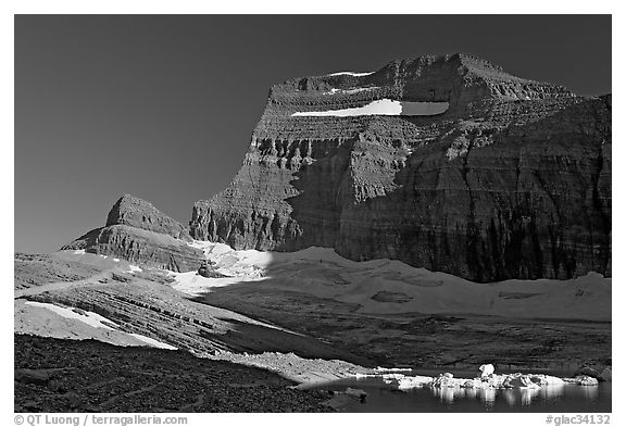 Garden wall above Upper Grinnell Lake and Glacier, late afternoon. Glacier National Park, Montana, USA.