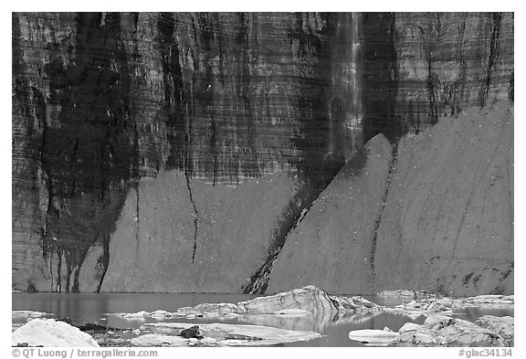 Salamander Falls and icebergs. Glacier National Park, Montana, USA.