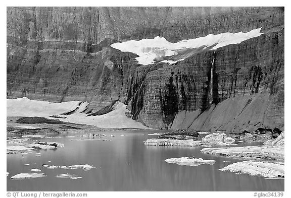 Salamander Glacier, Salamander Falls , and Upper Grinnell Lake. Glacier National Park, Montana, USA.