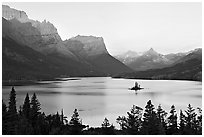 St Mary Lake, Lewis Range, sunrise. Glacier National Park ( black and white)