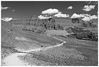 Trail near Logan Pass. Glacier National Park, Montana, USA. (black and white)