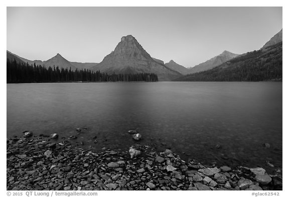 Two Medicine Lake at dawn. Glacier National Park (black and white)